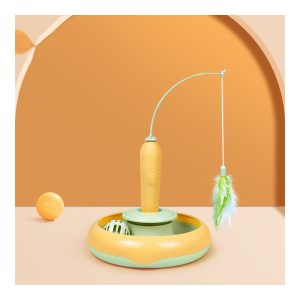 2-in-1 feather cat turntable toy