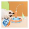 Cat interacting with a feather cat turntable toy