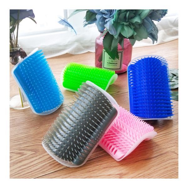 Cat wall grooming brush installed in a home