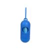 Blue dog waste bag holder shown on a white background