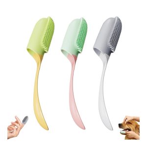 Silicone dog finger toothbrush set on a white background