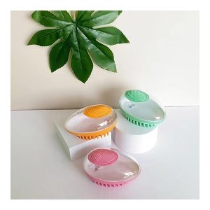 Soft Silicone Dog Bath Brush - Main Soft silicone dog bath brushes shown in several colors